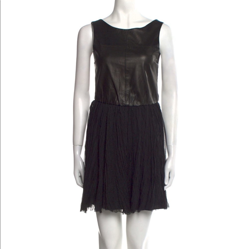 Alice + Olivia Lamb Leather Black Dress Size 6